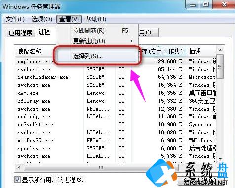 Win7让任务管理器pid显示出来